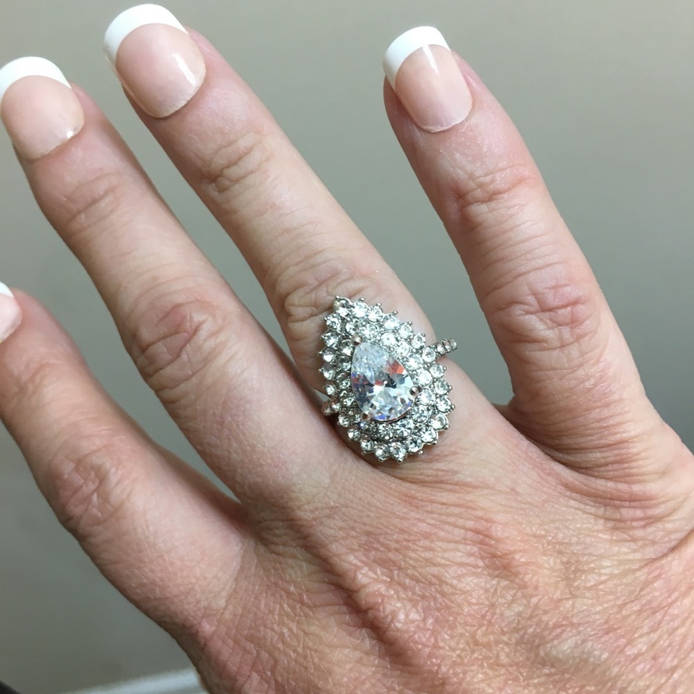 Bold fashion ring! Stones are sparkly CZs!